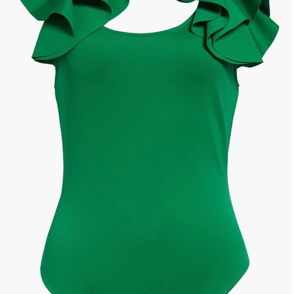 Elegant Green Ruffle Sleeve Top
